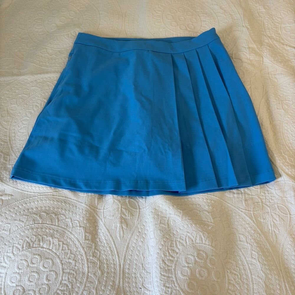 NEW Coolibar Sun Protection UPF 50+ Pleated Preppy Bright Blue Sporty Golf Skort